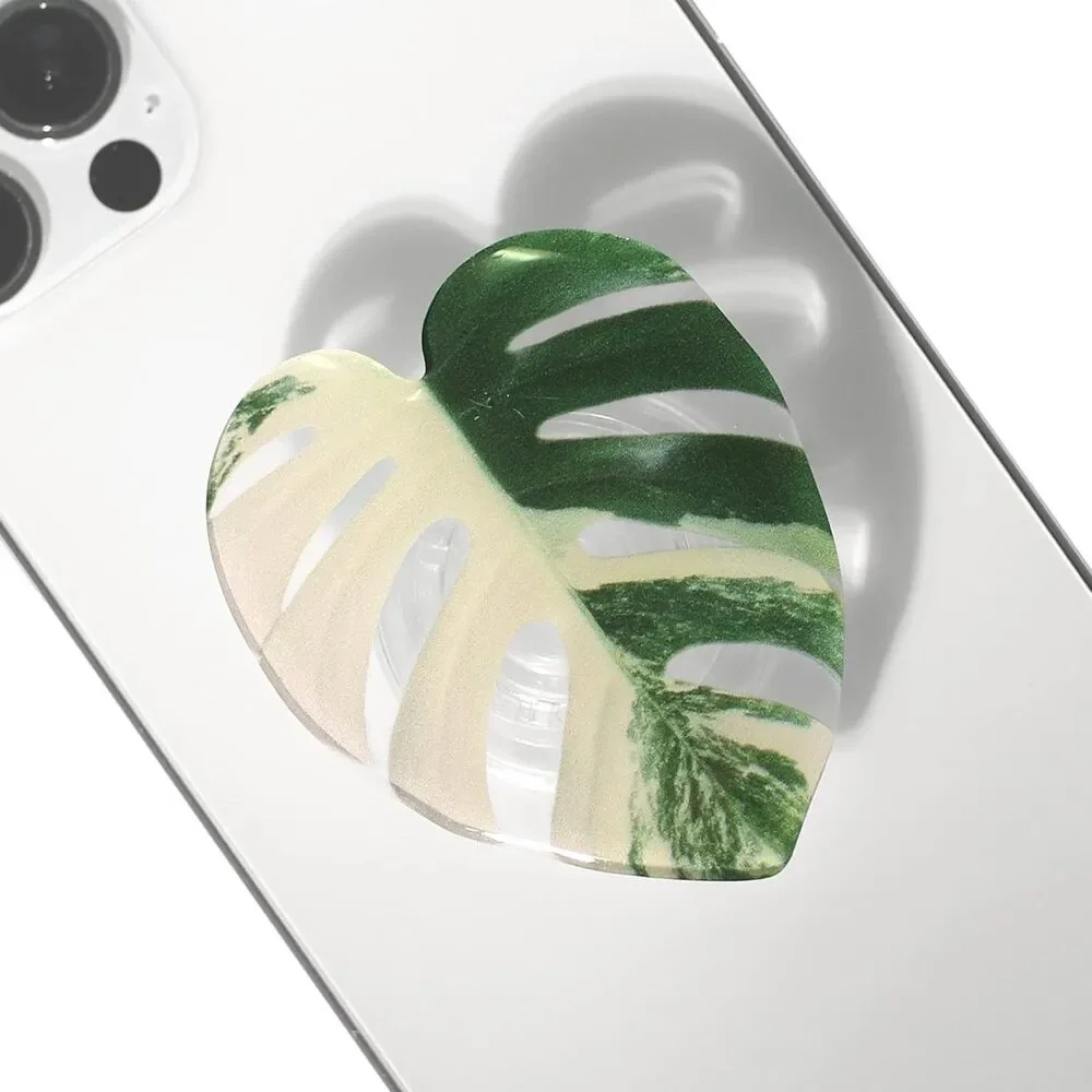 OnTheGrip Acrylic Tropical Leaf Collapsible Expandable Albo Monstera Phone Grip